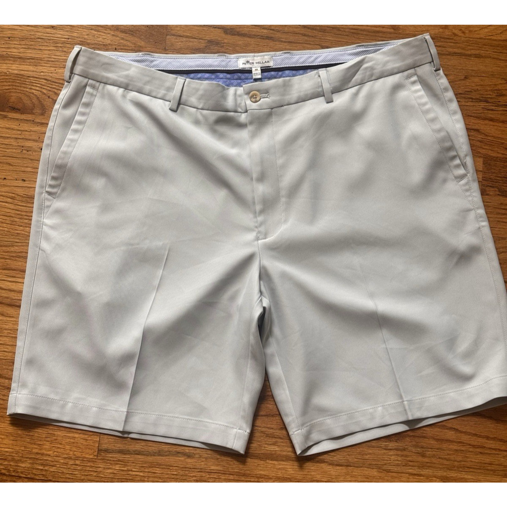Peter Millar Salem Performance Golf Shorts Men's 40 Gale Grey Stretch 9" Active